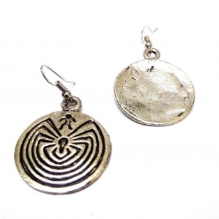 THE SPIDER Silver Oxidized Earring Hook Dangle Drop Long Asian Novelty Tribal